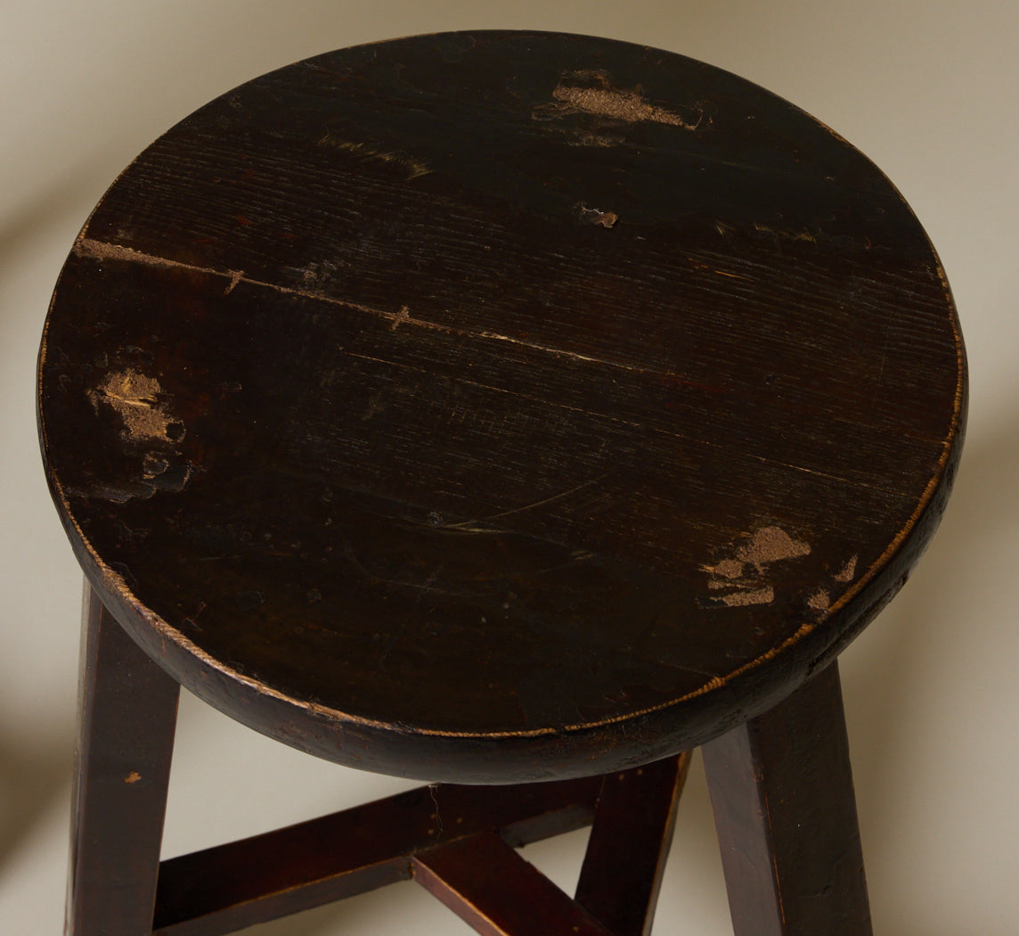 PAIR OF VINTAGE JAPANESE CEDAR STOOLS