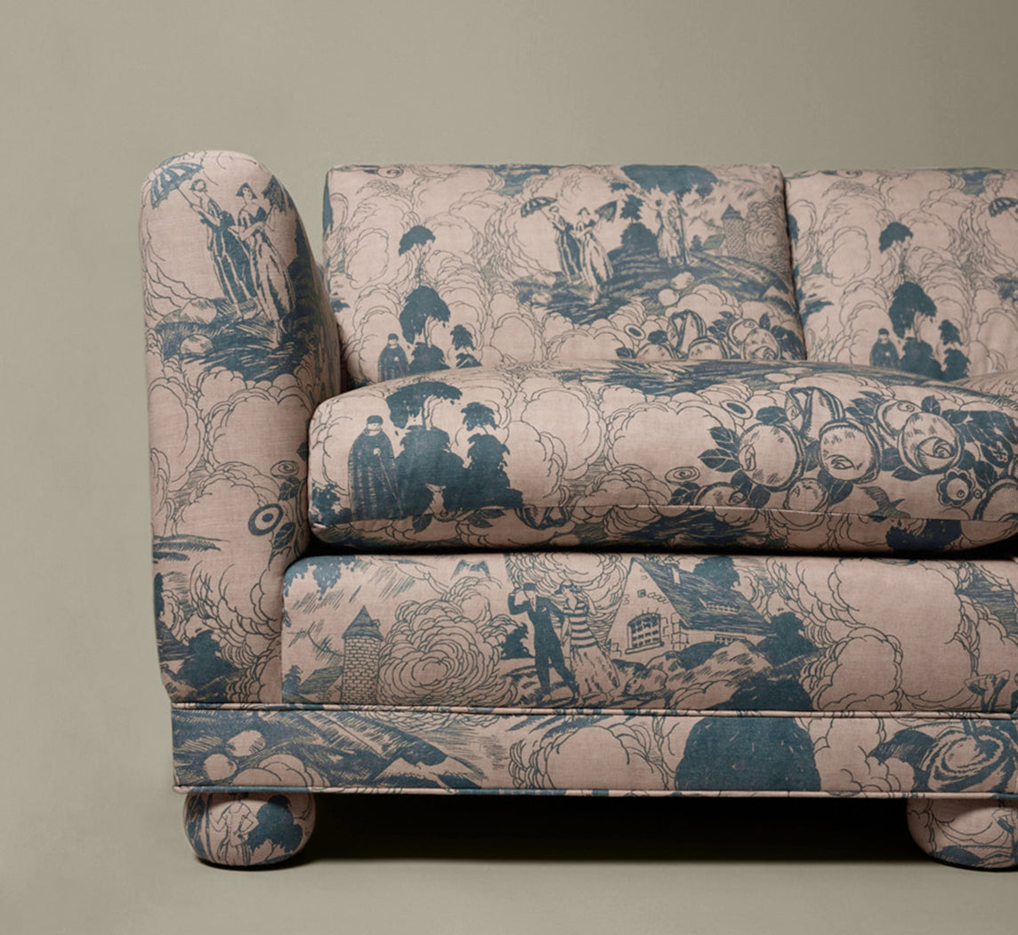 PIERCE & WARD SATURDAY SOFA IN PARASOL TOILE (8')