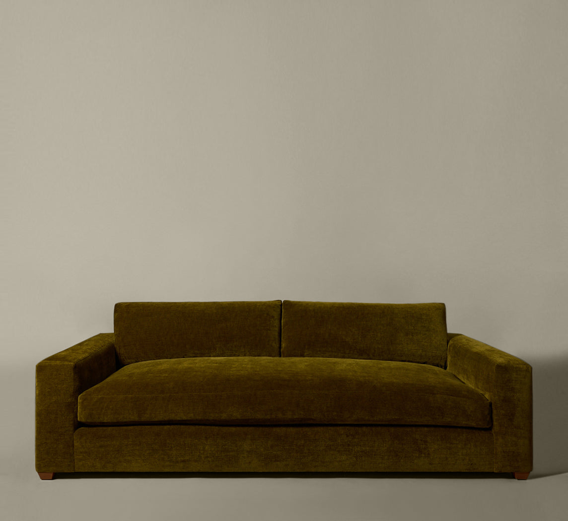 PIERCE & WARD SUNDAY SOFA IN OLIVE CHENILLE