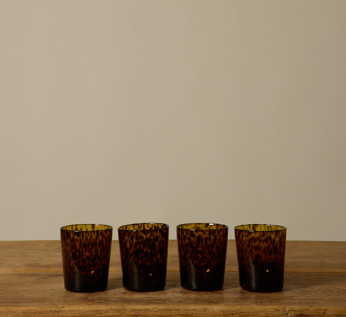 HAND BLOWN TORTOISE SHELL TUMBLER GLASS