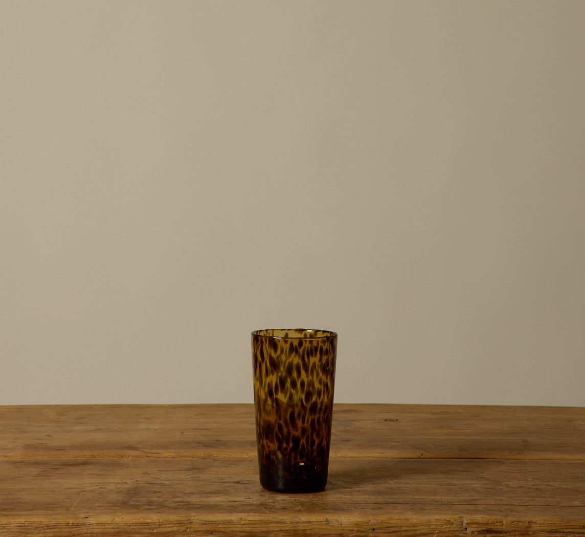 HAND BLOWN TORTOISE SHELL HIGH BALL GLASS