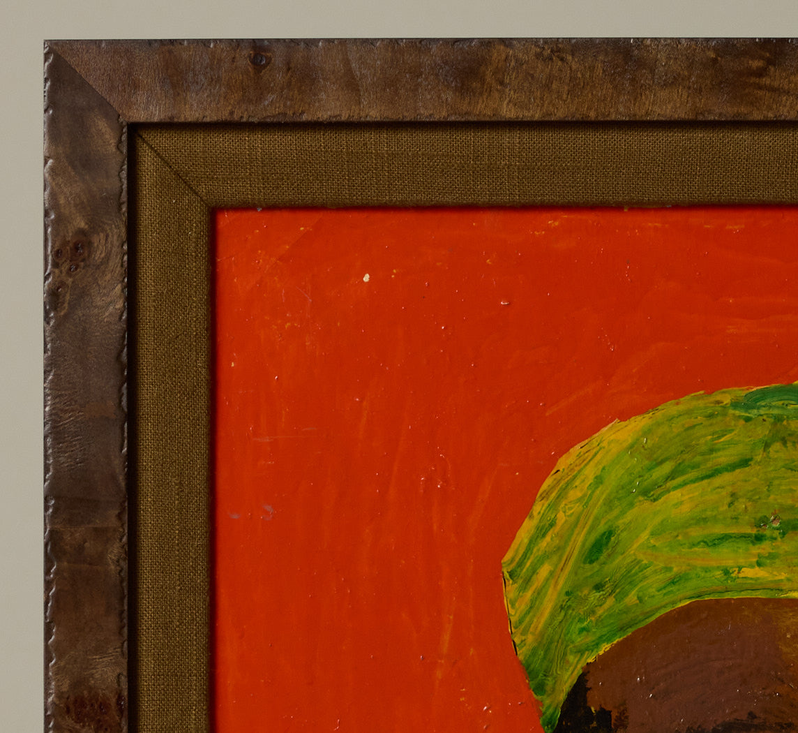 20TH CENTURY FOLK ART PORTRAIT IN ORANGE
