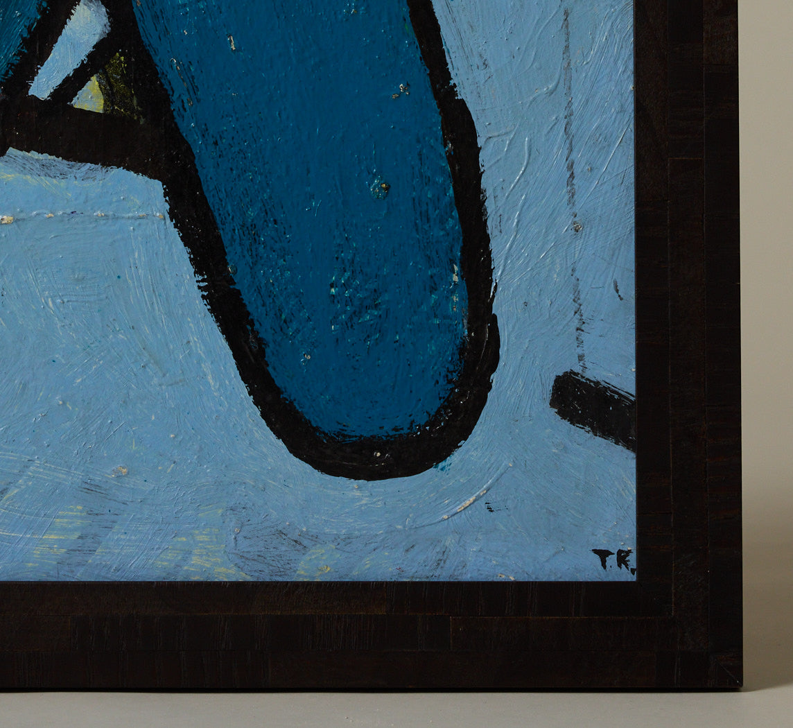 1940S FRENCH ABSTRACT OIL ON WOOD PANEL