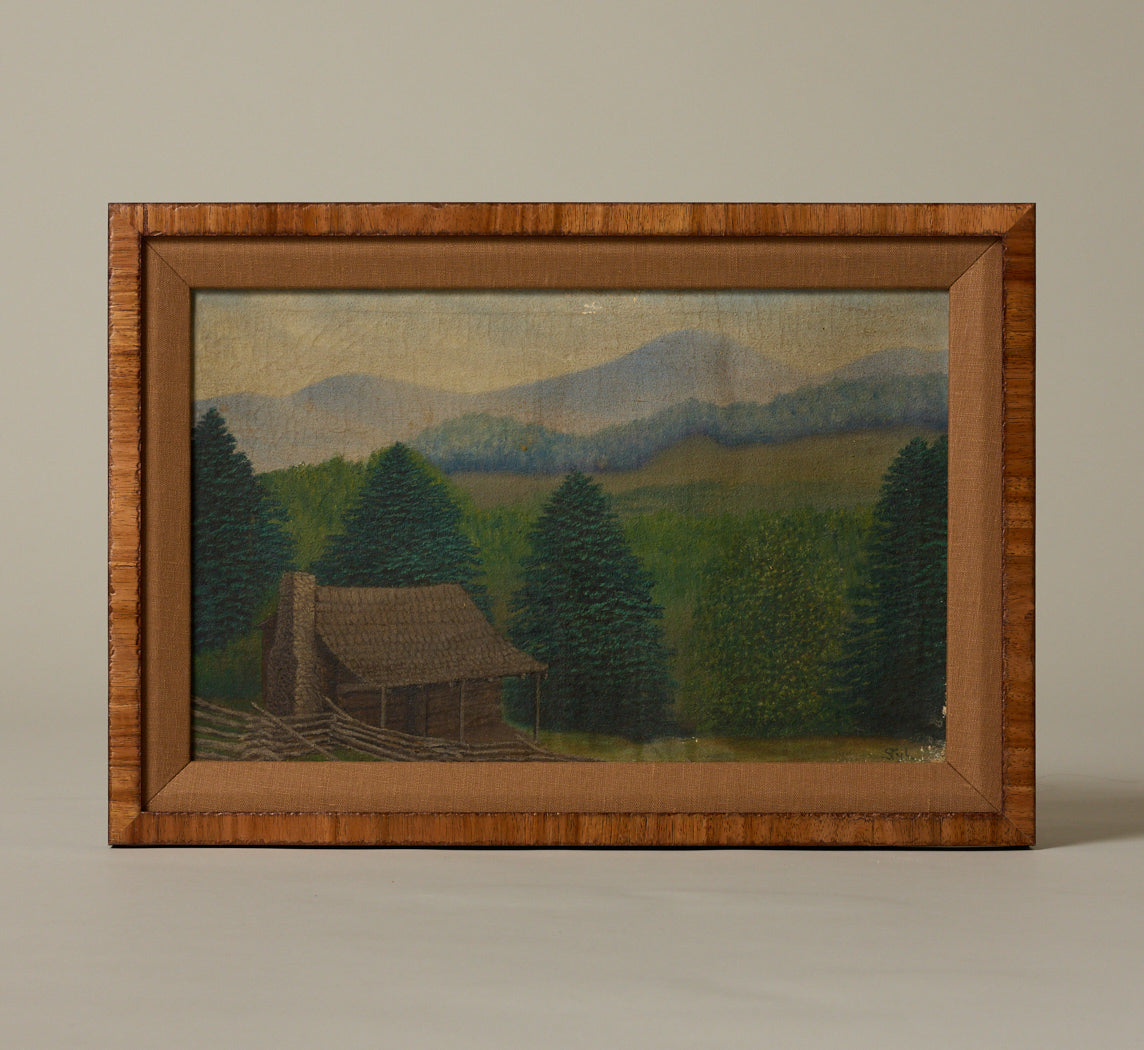 20TH CENTURY MOUNTAIN CABIN LANDSCAPE