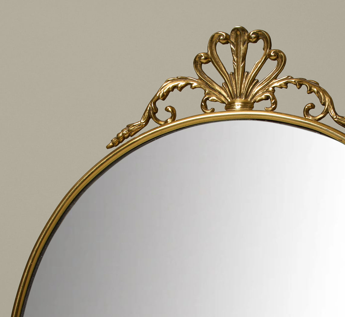 1950S ITALIAN ORNAMENTAL BRASS WALL MIRROR