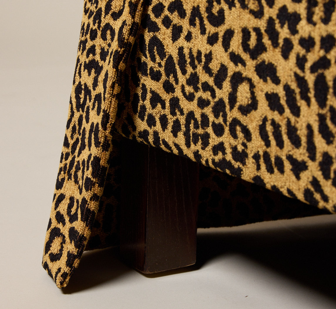 VINTAGE ARMCHAIR IN LEOPARD CHENILLE WITH SKIRT