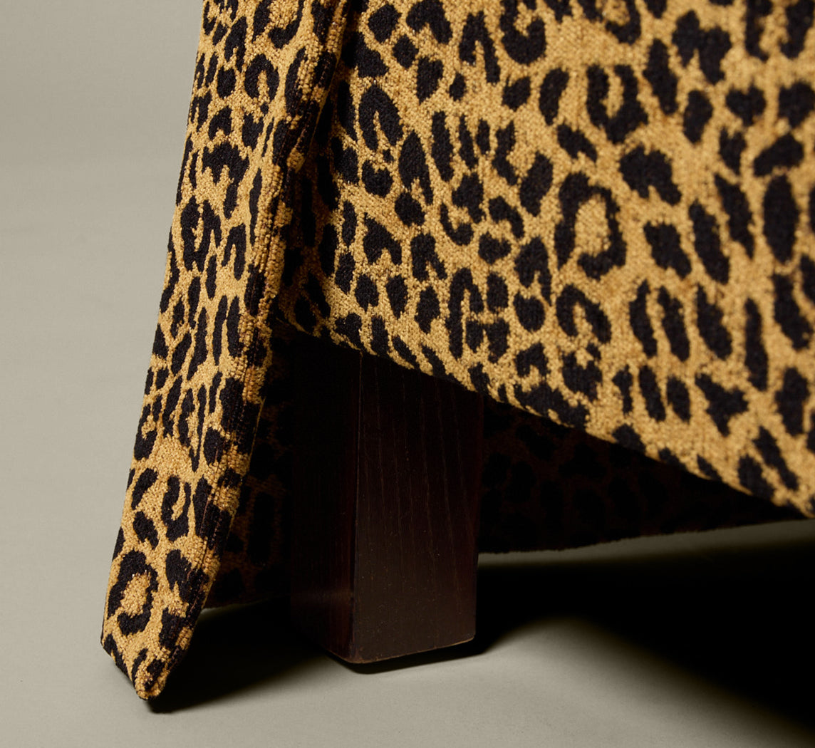 VINTAGE ARMCHAIR IN LEOPARD CHENILLE WITH SKIRT