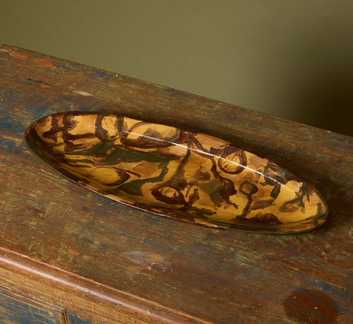 ABSTRACT CAMO STONEWARE PLATTER BY DANNY D'S MUDSHOP
