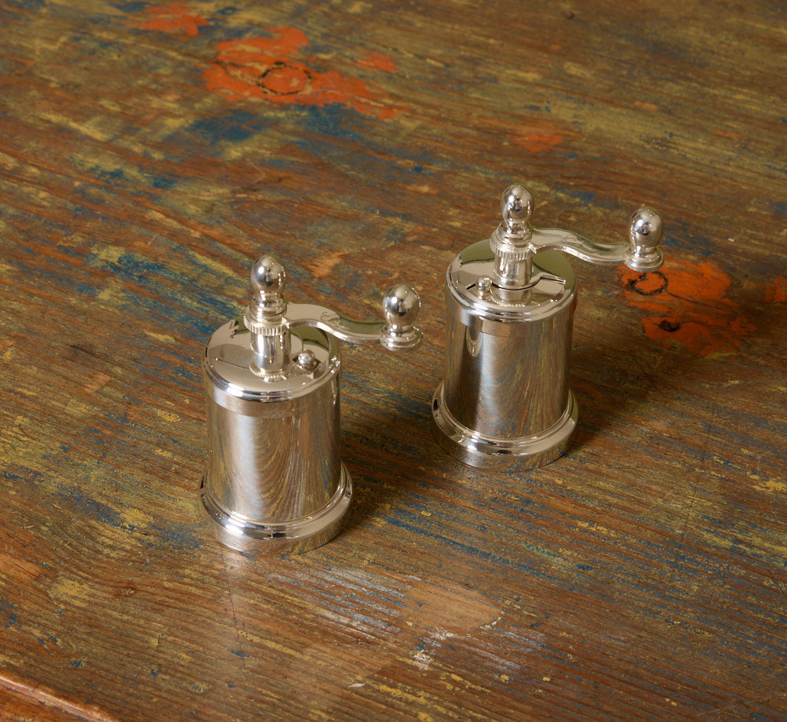SILVER PLATED BRASS SALT & PEPPER MILL SET BY CHIARUGI – Pierce & Ward