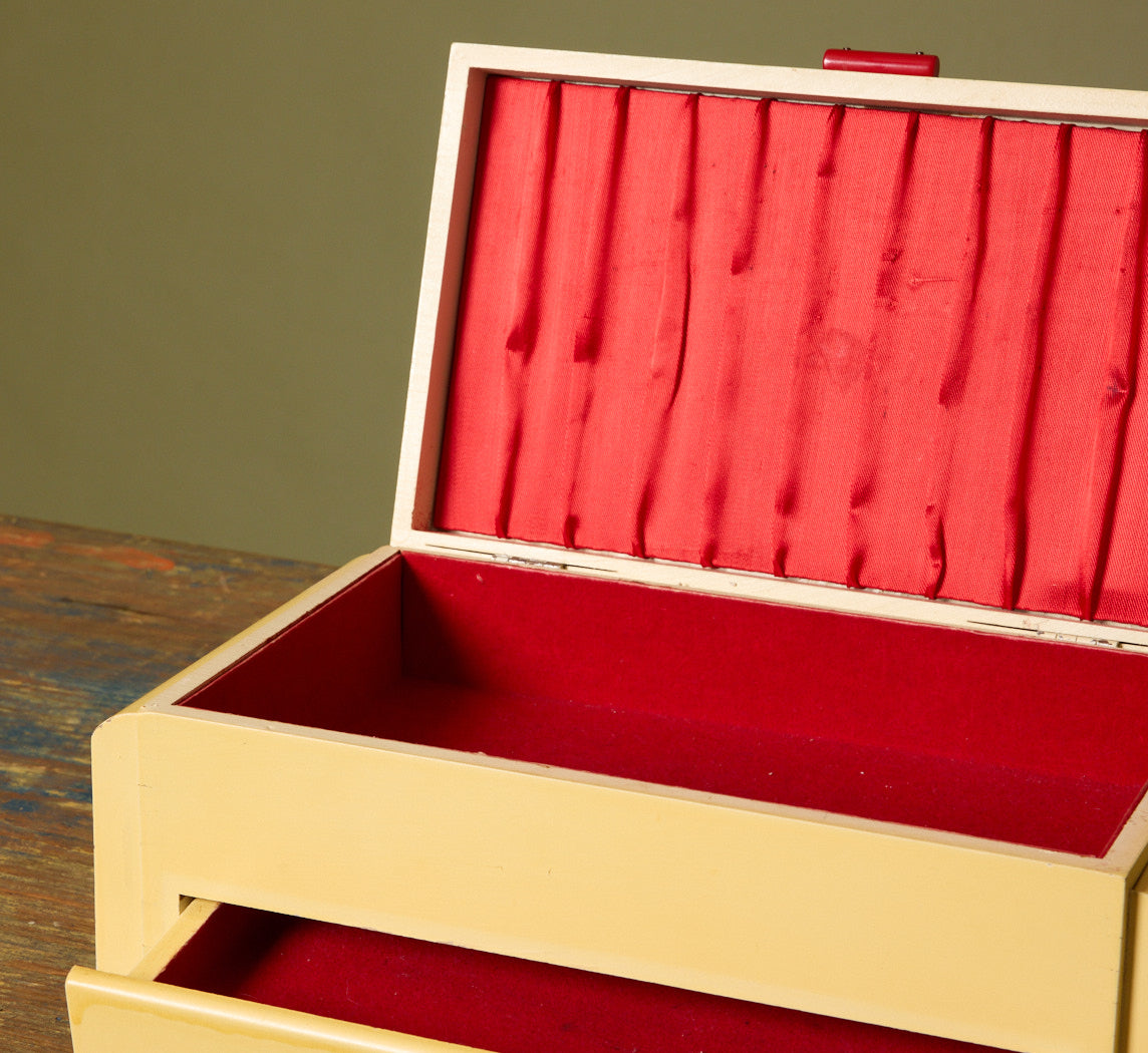 ANTIQUE ART DECO PAINTED DOVETAIL JEWELRY BOX