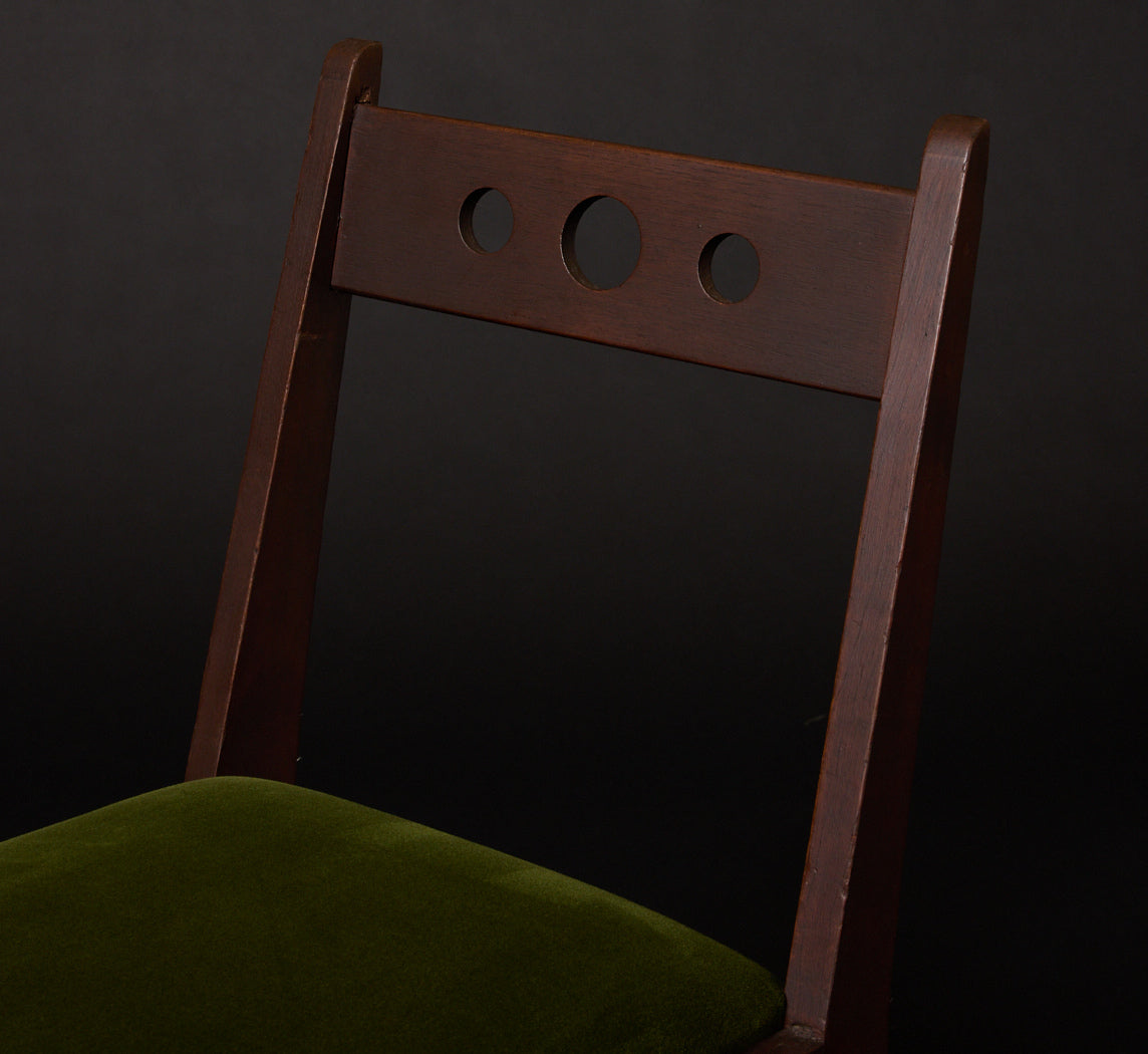 1950S ITALIAN WALNUT & VELVET DINING CHAIR