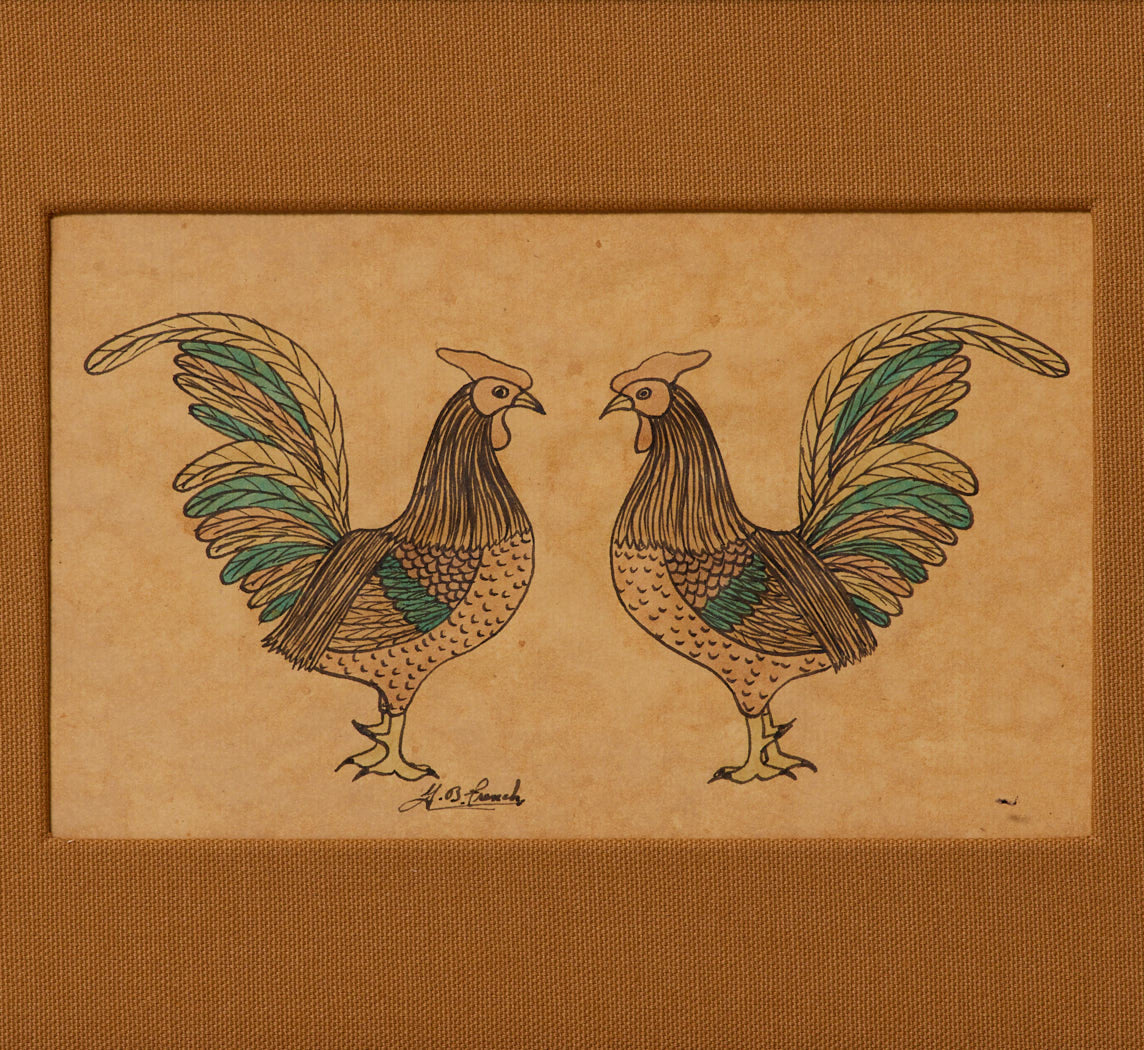 VINTAGE AMERICAN FOLK ART ROOSTER SKETCH