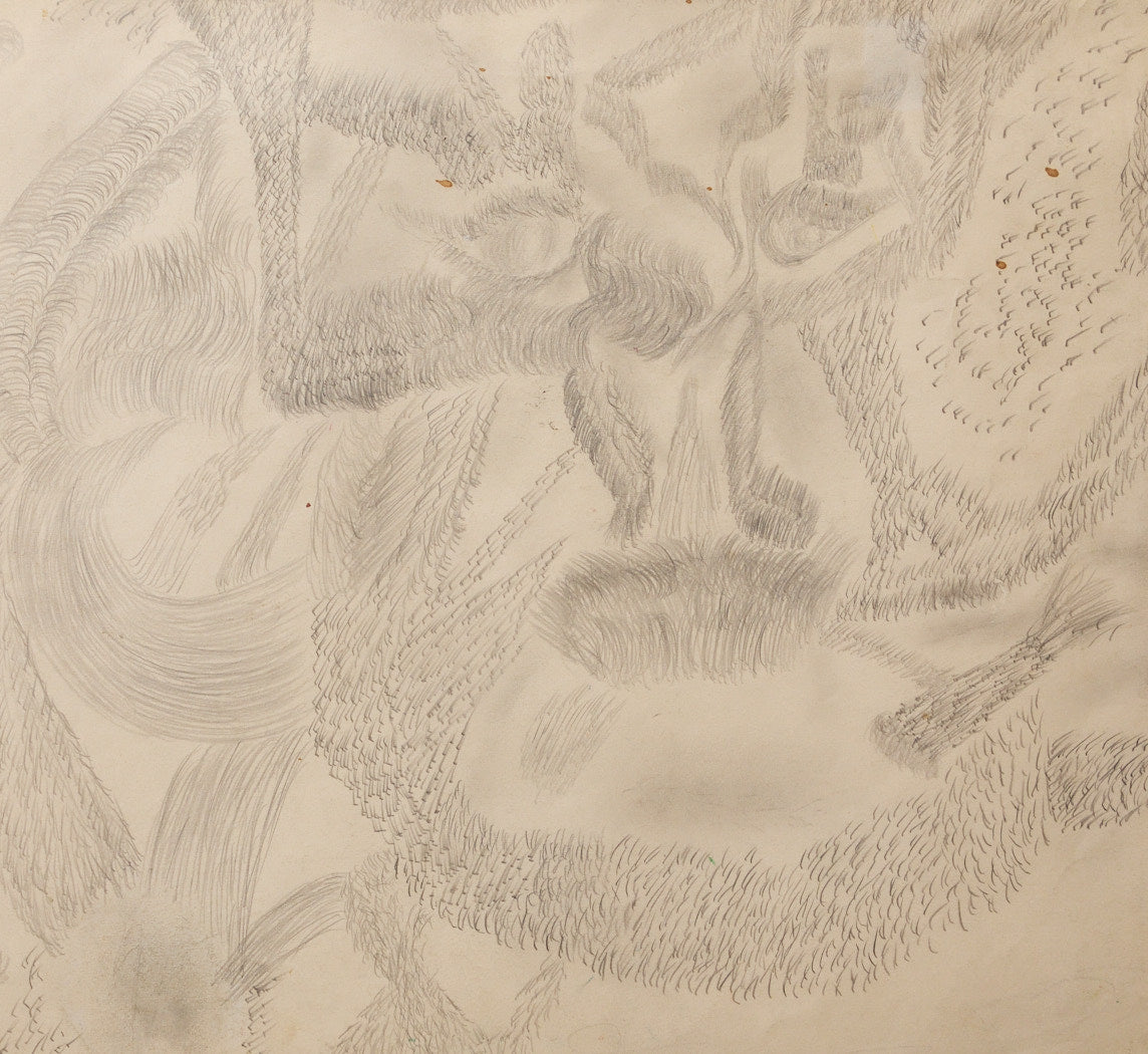 VINTAGE FOLK ART ABSTRACT GRAPHITE COMPOSITION