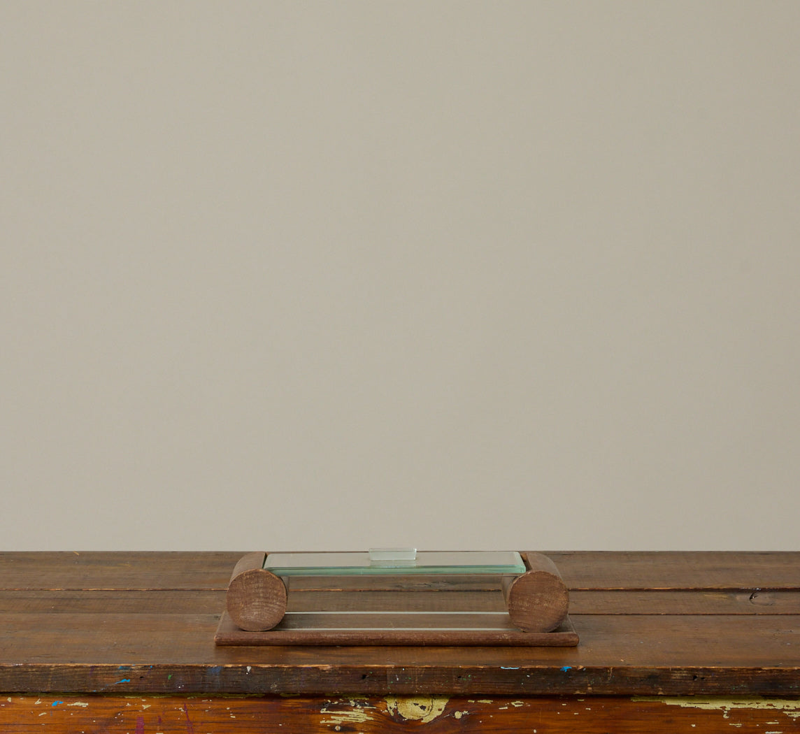 C. 1930S FRENCH WOOD & GLASS LIDDED TRAY