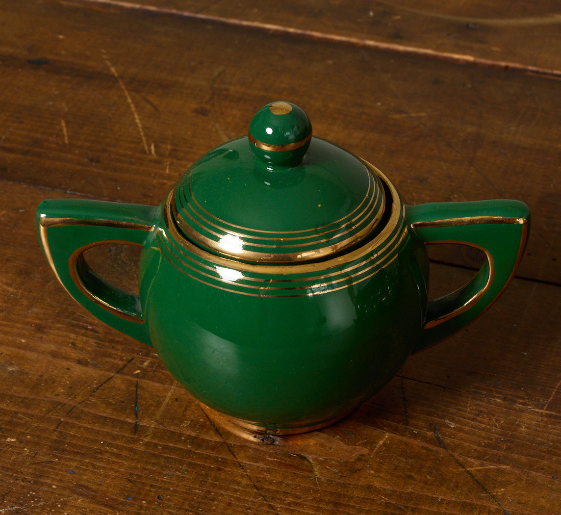1940S ITALIAN EMERALD & GOLD TEA SERVICE