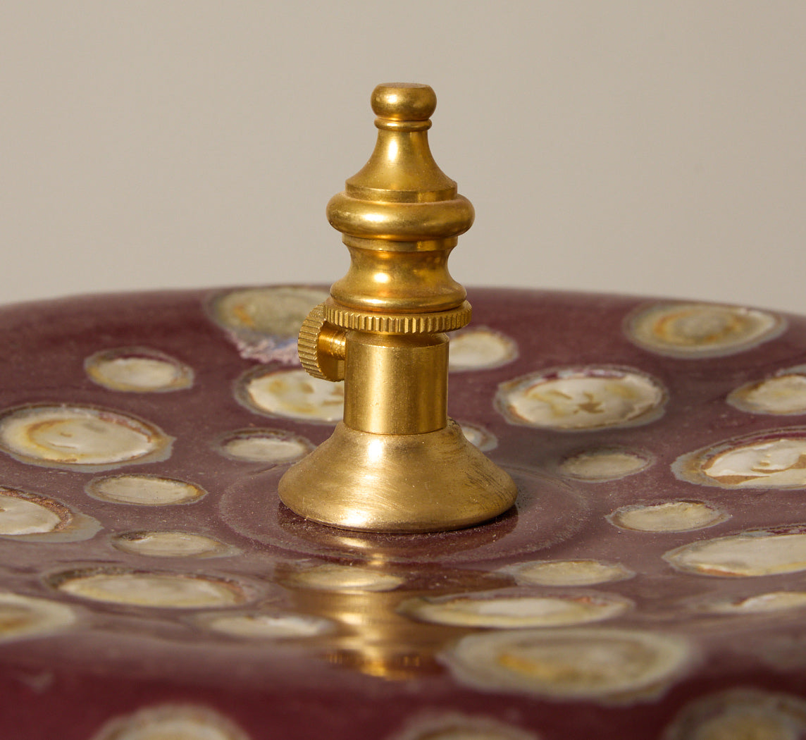 CASA ALFARERA POLKA LAMP IN BURGUNDY WITH CREAM DOTS