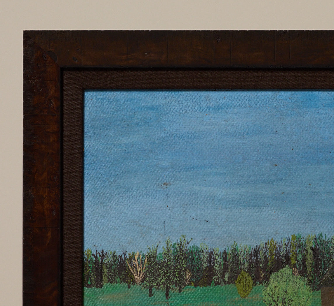 20TH CENTURY FOLK ART BARN LANDSCAPE