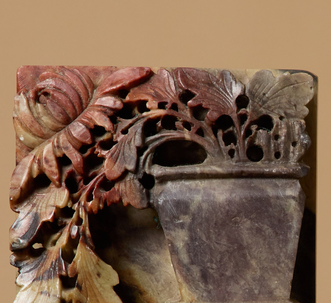 PAIR OF ANTIQUE SOAPSTONE BOOKENDS
