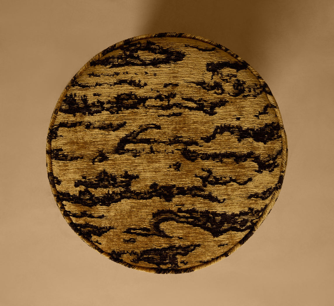 PIERCE & WARD LLOYD SIDE STOOL IN WALNUT AND TIGER WOVEN CHENILLE