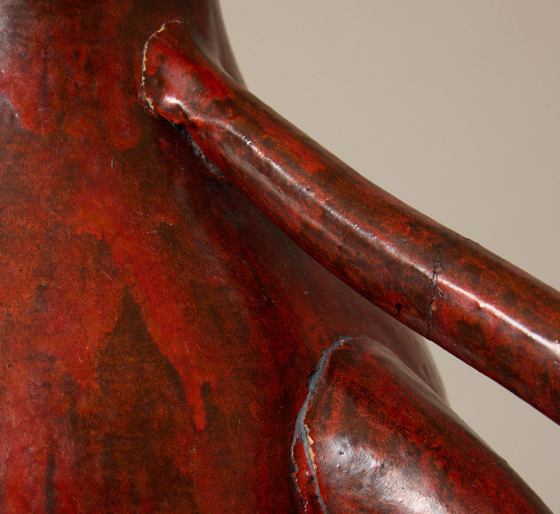 1930S SCULPTURAL RED GLAZED STONEWARE VASE