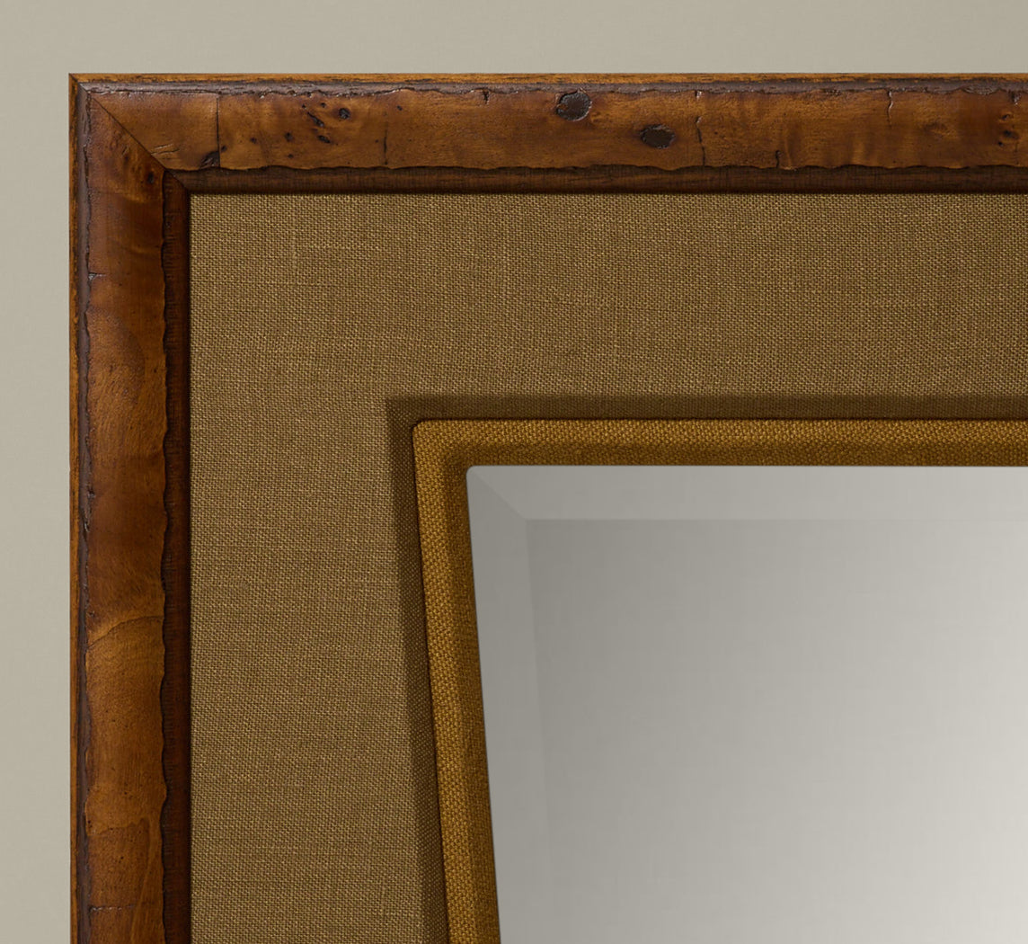 PIERCE & WARD CARPATHIAN PERSONAL MIRROR IN MUSTARD OLIVE AND SEAWEED LINEN