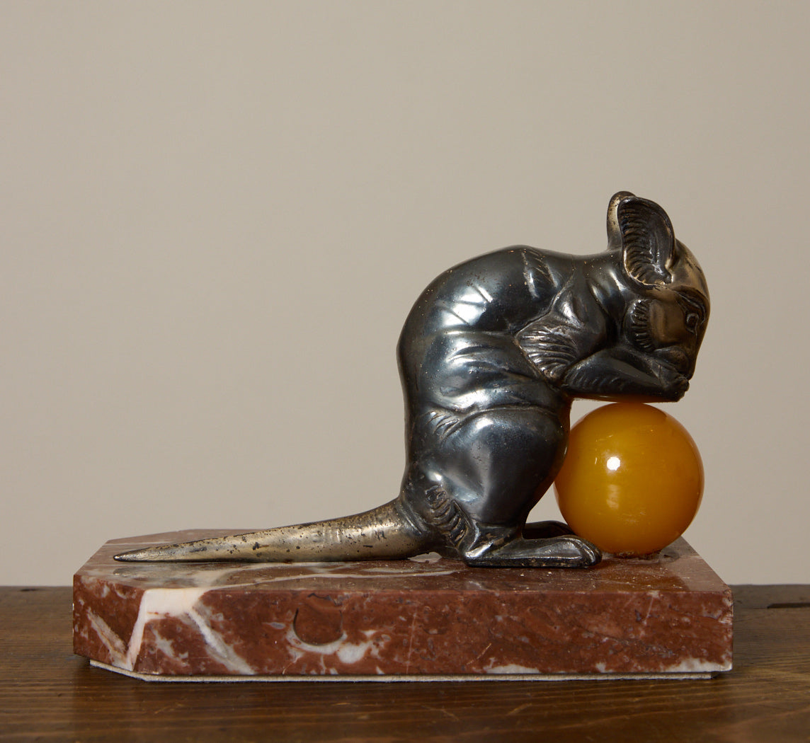 1930S FRENCH ART DECO MOUSE BOOKENDS BY HIPPOLYTE MOREAUA