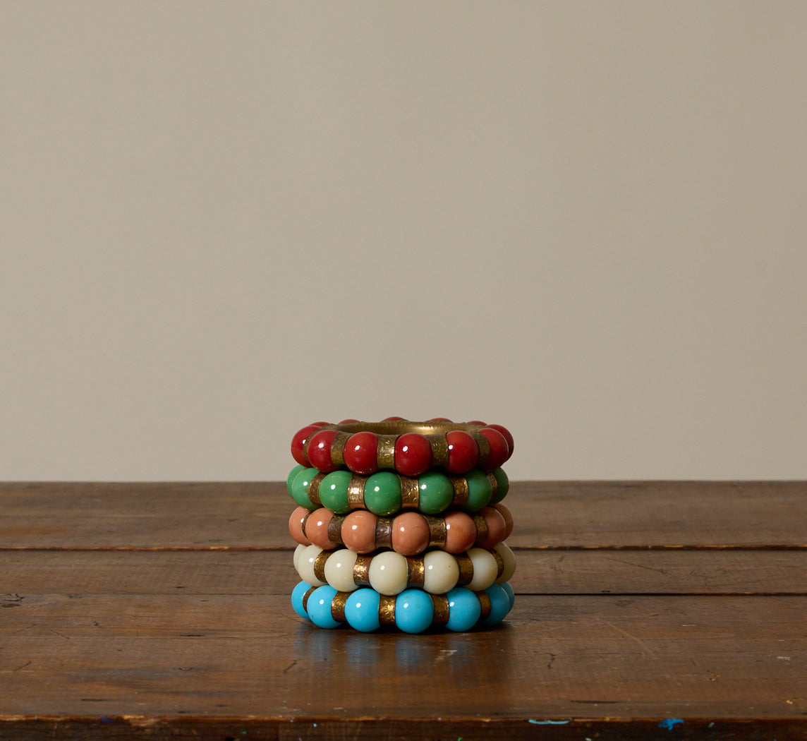 FISHER JEWELRY TRAY WITH HAMMERED BRASS AND TURQUOISE MARBLE