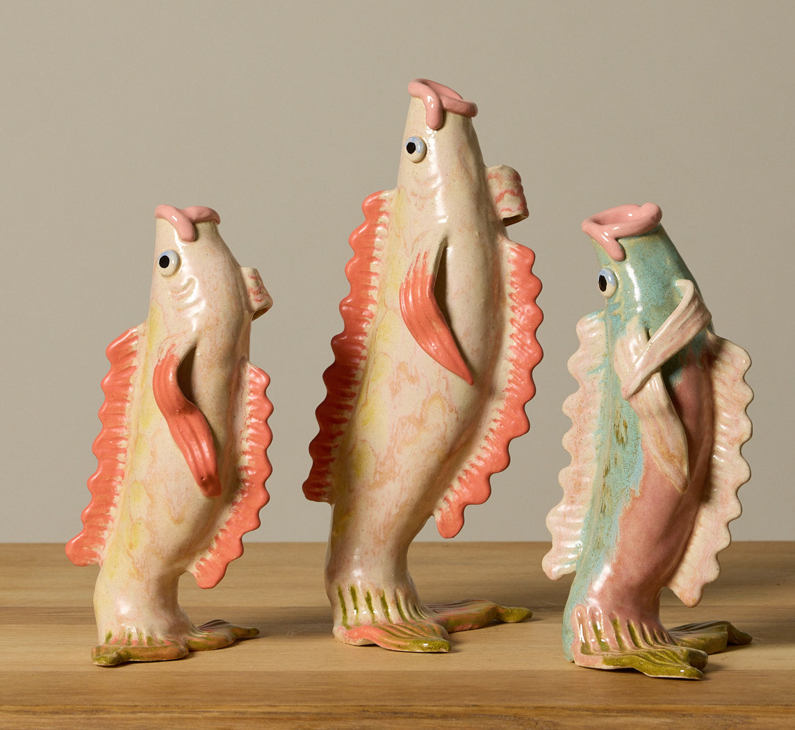 LARGE CORAL FISH VASE BY PEARCE WILLIAMS
