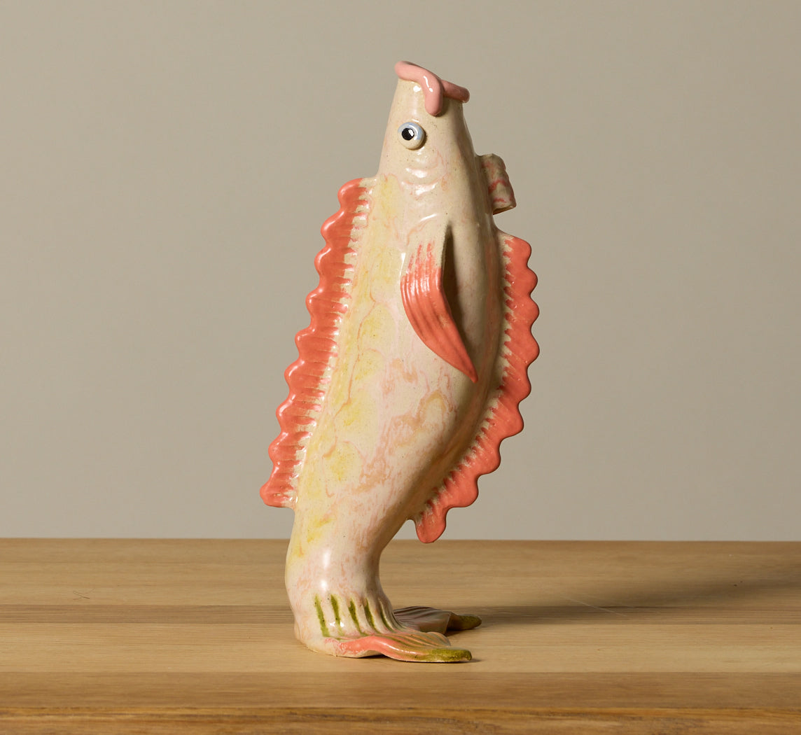 LARGE CORAL FISH VASE BY PEARCE WILLIAMS