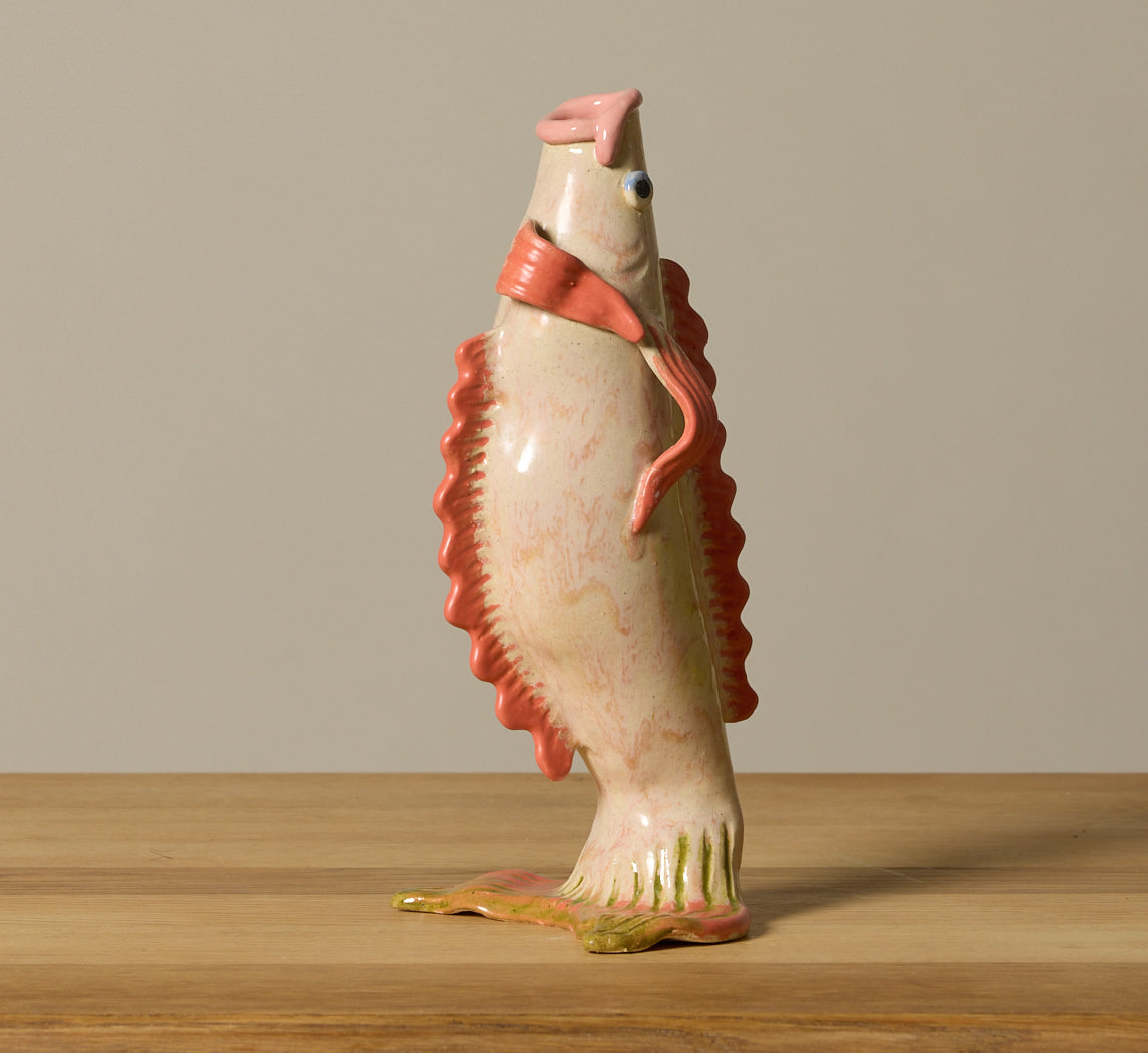 LARGE CORAL FISH VASE BY PEARCE WILLIAMS