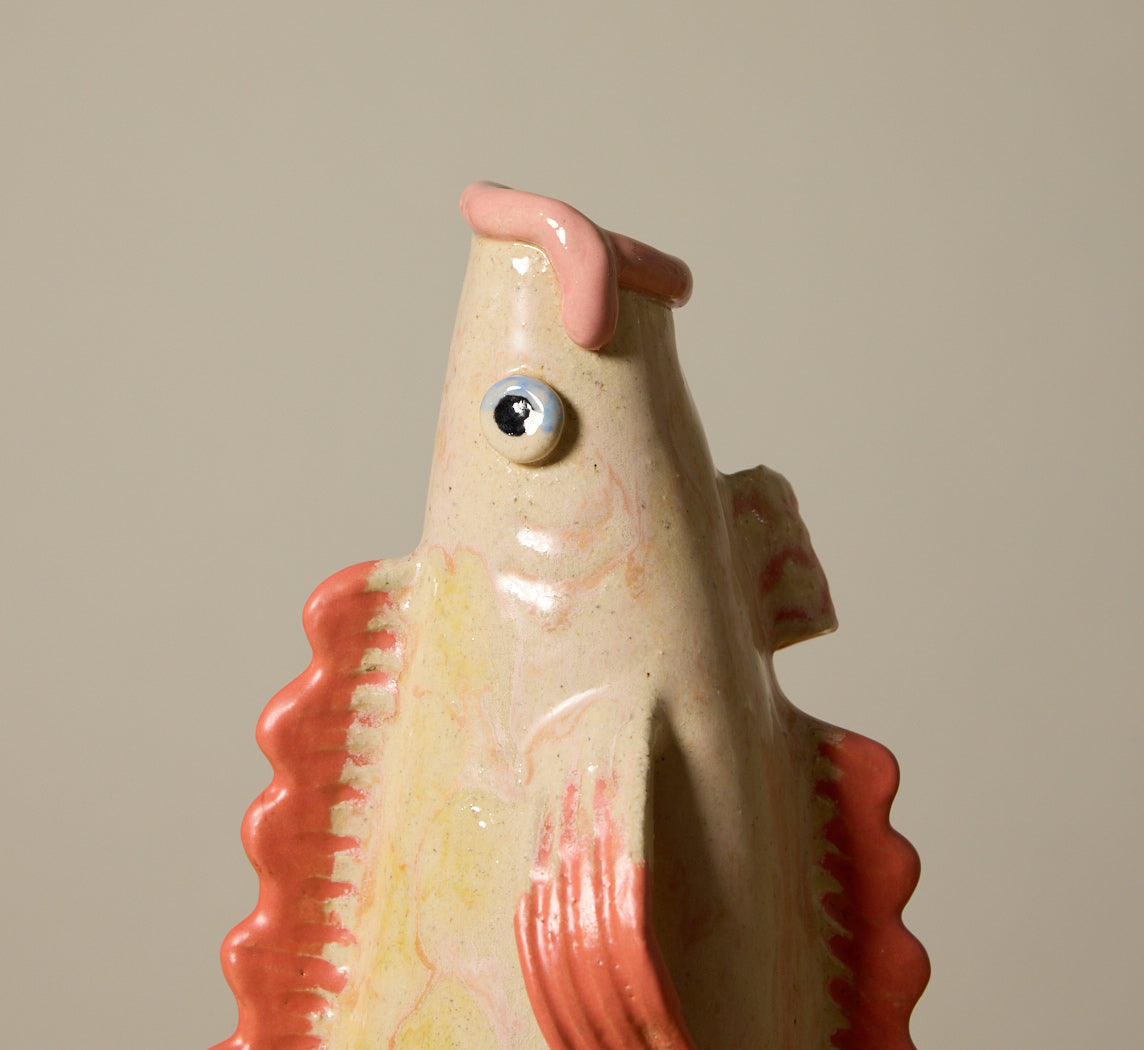 LARGE CORAL FISH VASE BY PEARCE WILLIAMS