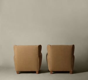 1950'S ITALIAN ARMCHAIRS WITH OTTOMANS IN THE STYLE OF PAOLO BUFFA