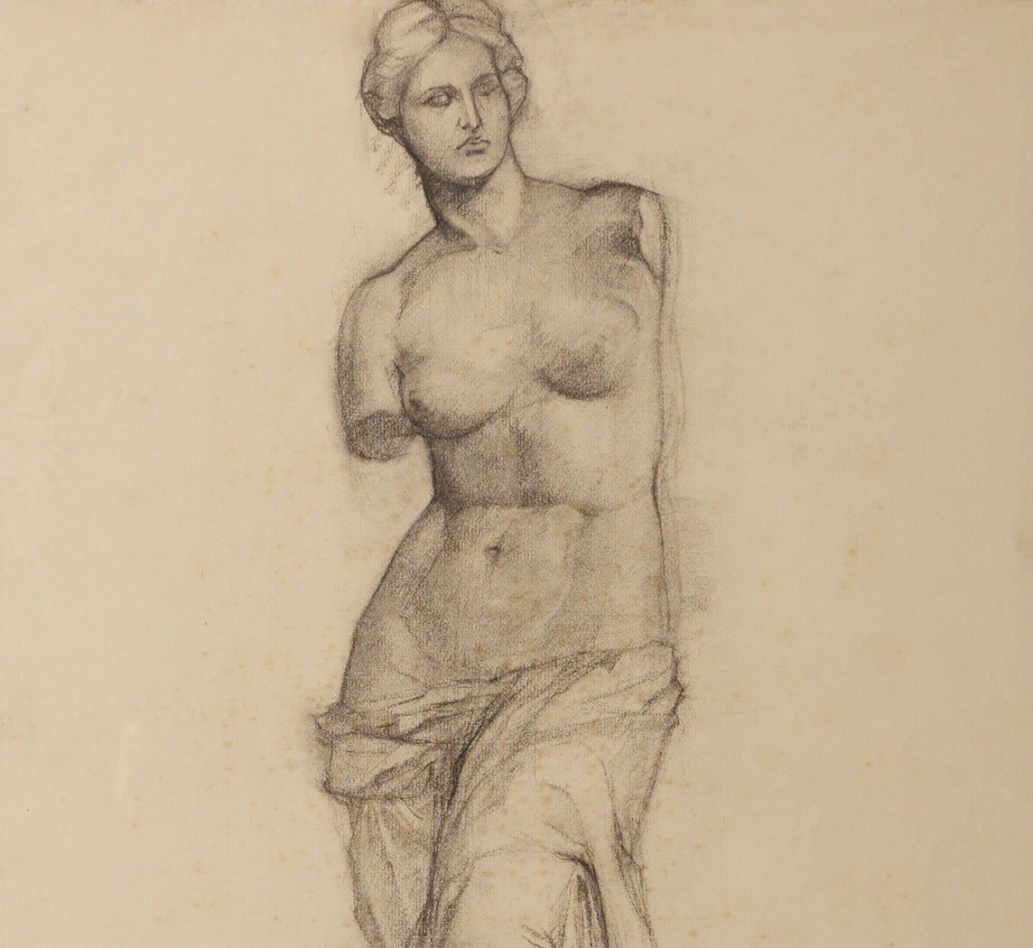 1960S VENUS DE MILO CHARCOAL SKETCH