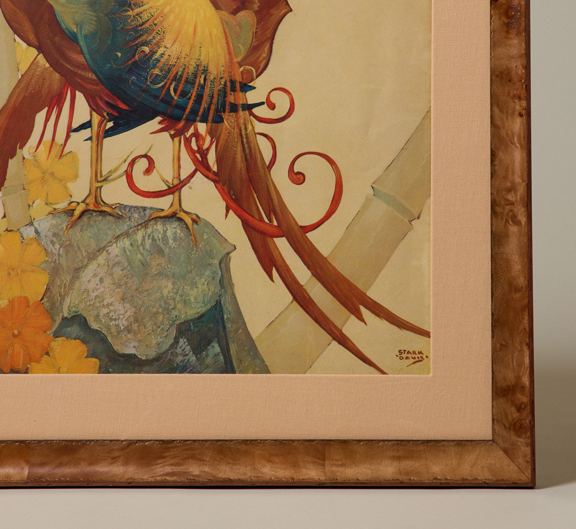 1940S HOLLYWOOD REGENCY PHEASANT LITHOGRAPH