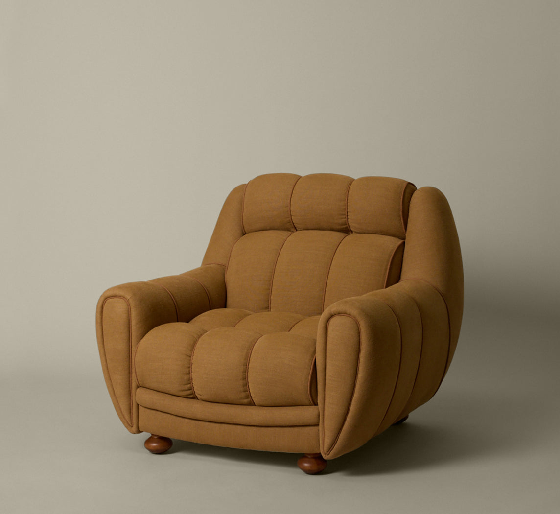 PAIR OF 196OS ITALIAN CLUB CHAIRS IN TURMERIC LINEN