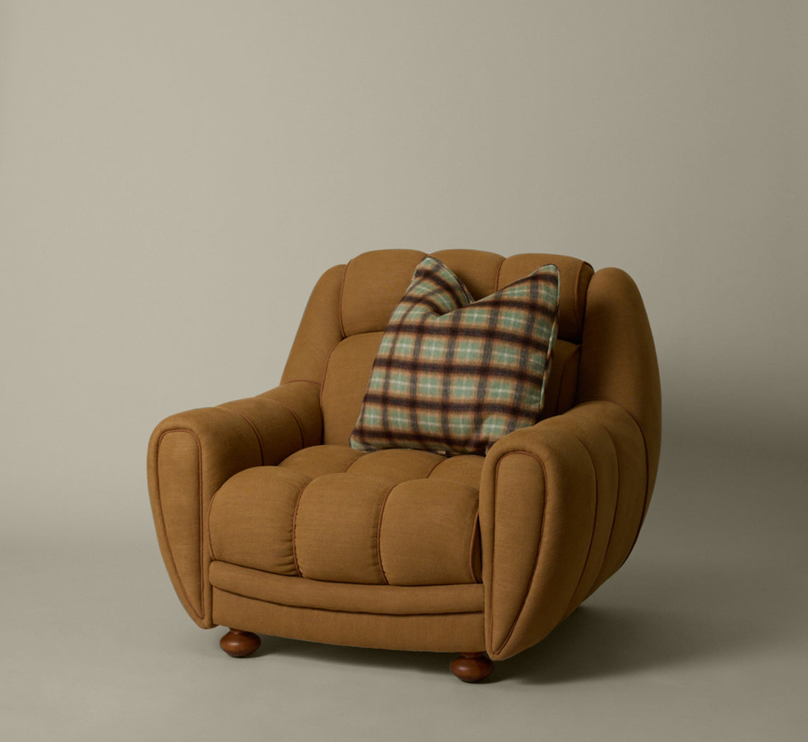 PAIR OF 196OS ITALIAN CLUB CHAIRS IN TURMERIC LINEN