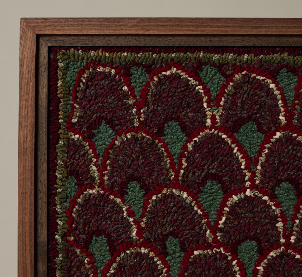 FRAMED EARLY 20TH CENTURY AMERICAN GEOMETRIC HOOKED RUG II