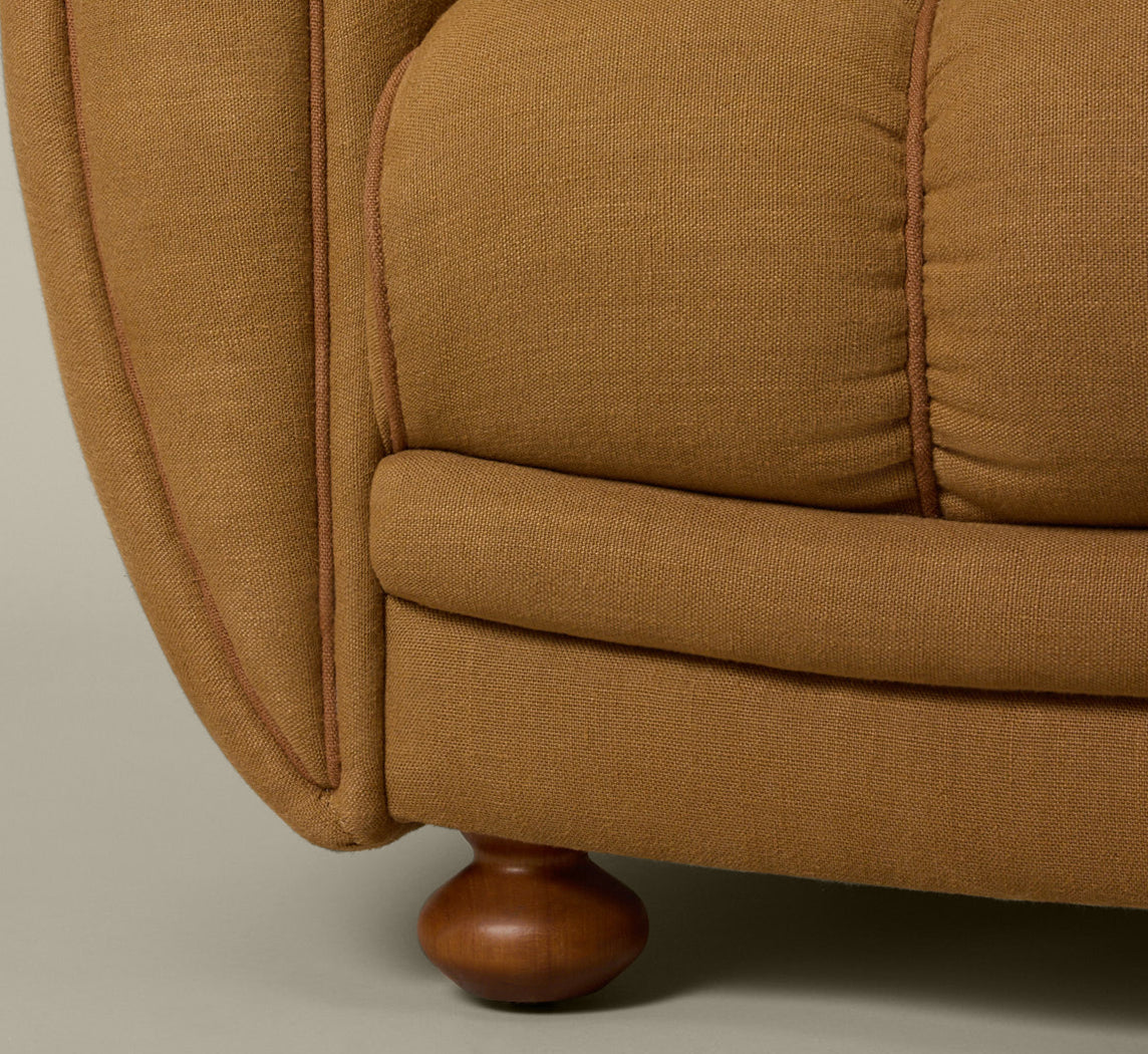 PAIR OF 196OS ITALIAN CLUB CHAIRS IN TURMERIC LINEN