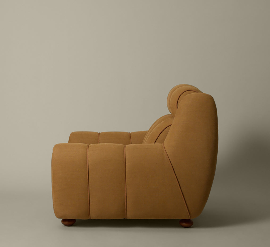 PAIR OF 196OS ITALIAN CLUB CHAIRS IN TURMERIC LINEN