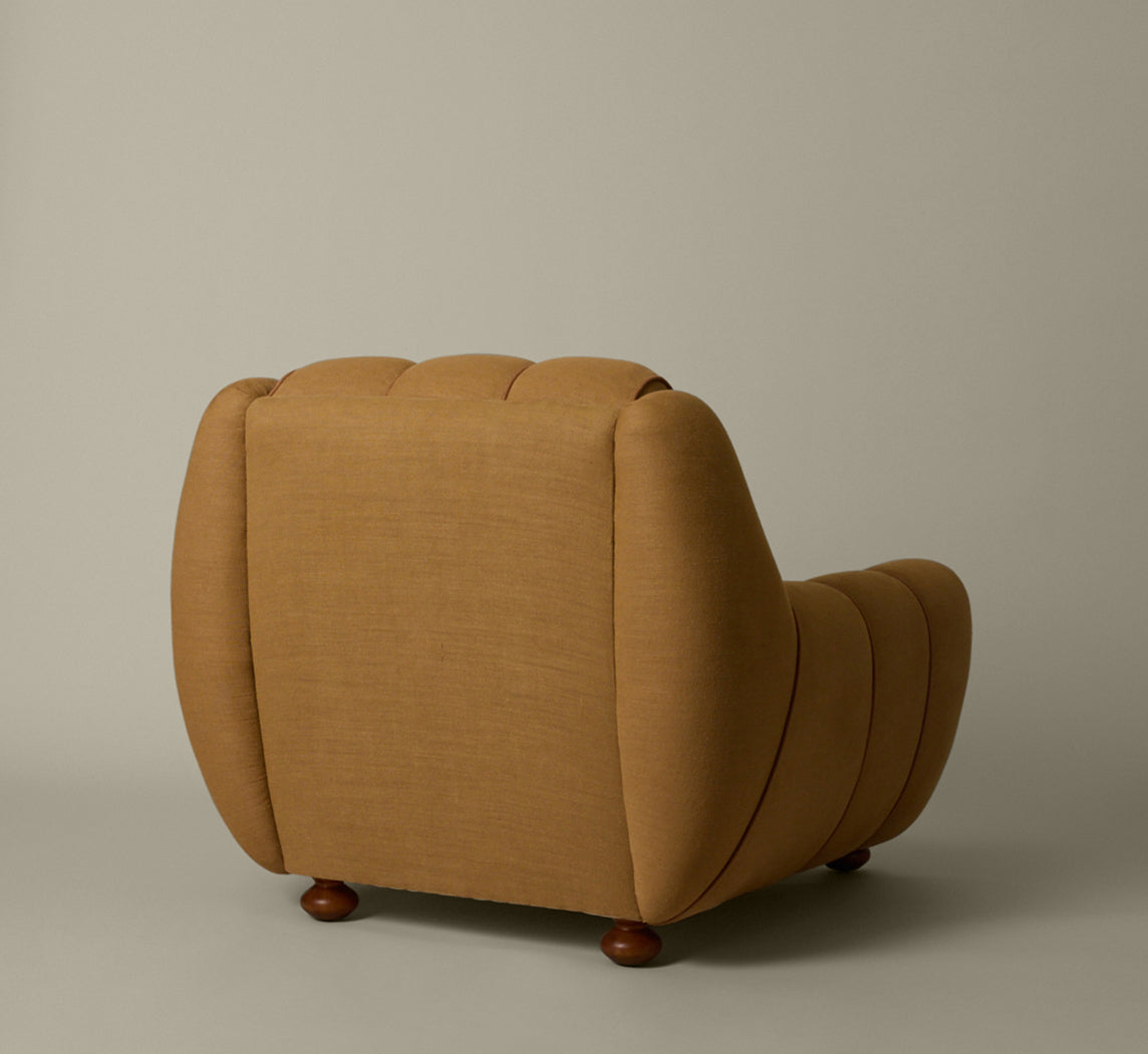 PAIR OF 196OS ITALIAN CLUB CHAIRS IN TURMERIC LINEN