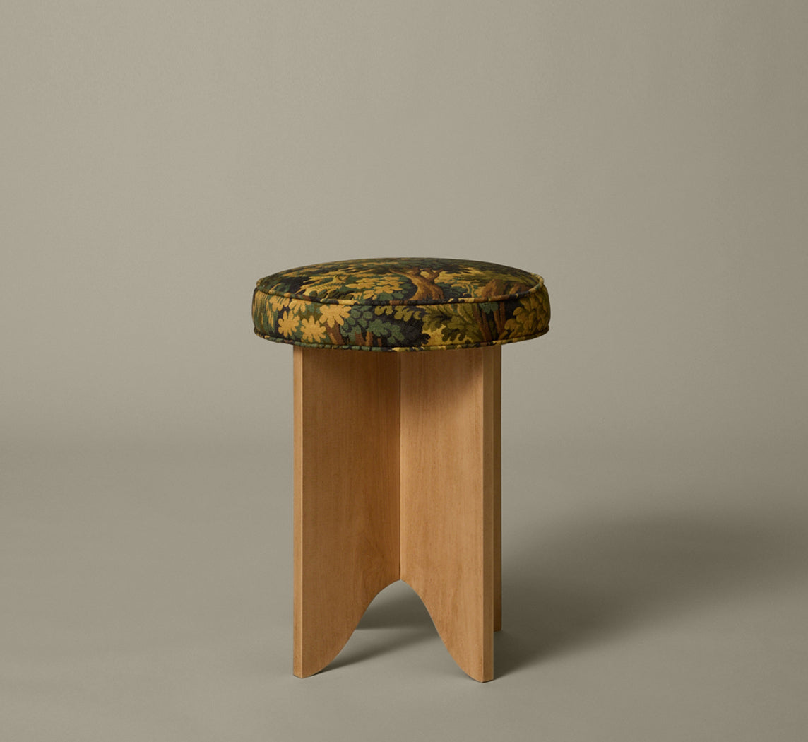 PIERCE & WARD LLOYD SIDE STOOL IN MAPLE AND SUNFLOWER WHIDBEY COTTON