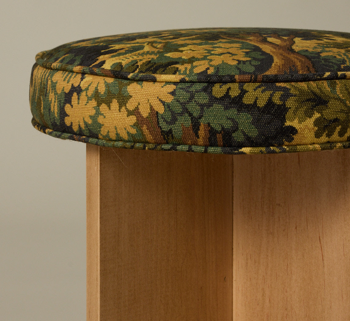 PIERCE & WARD LLOYD SIDE STOOL IN MAPLE AND SUNFLOWER WHIDBEY COTTON