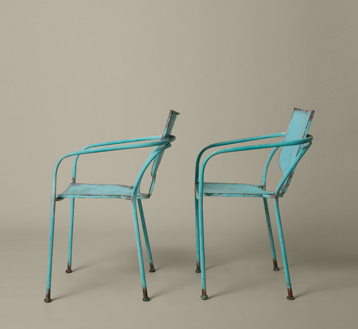PAIR OF 1960S STEEL PAINTED GARDEN CHAIRS
