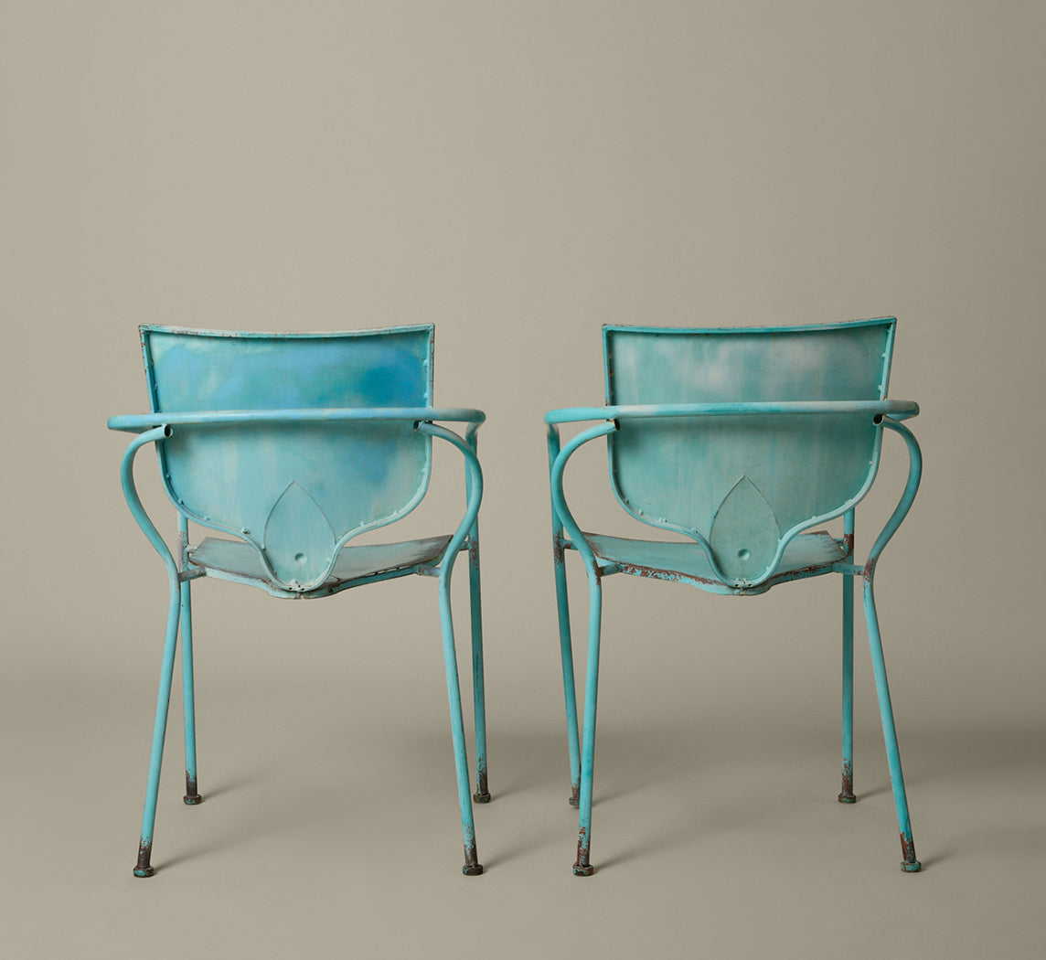 PAIR OF 1960S STEEL PAINTED GARDEN CHAIRS