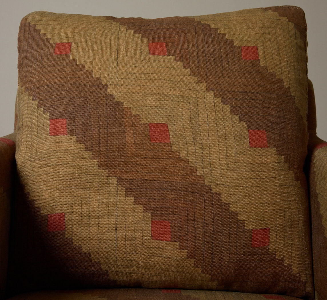 VINTAGE B&B ITALIA ARM CHAIRS WITH CHROME LEGS IN PIERCE & WARD QUILT LINEN