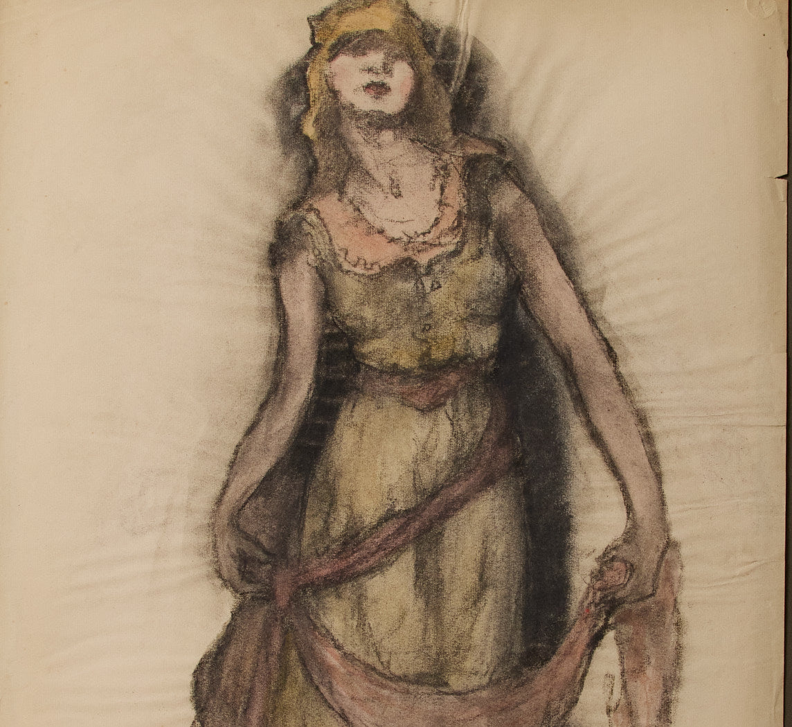 1920S AMERICAN FIGURE IN CHARCOAL, SIGNED