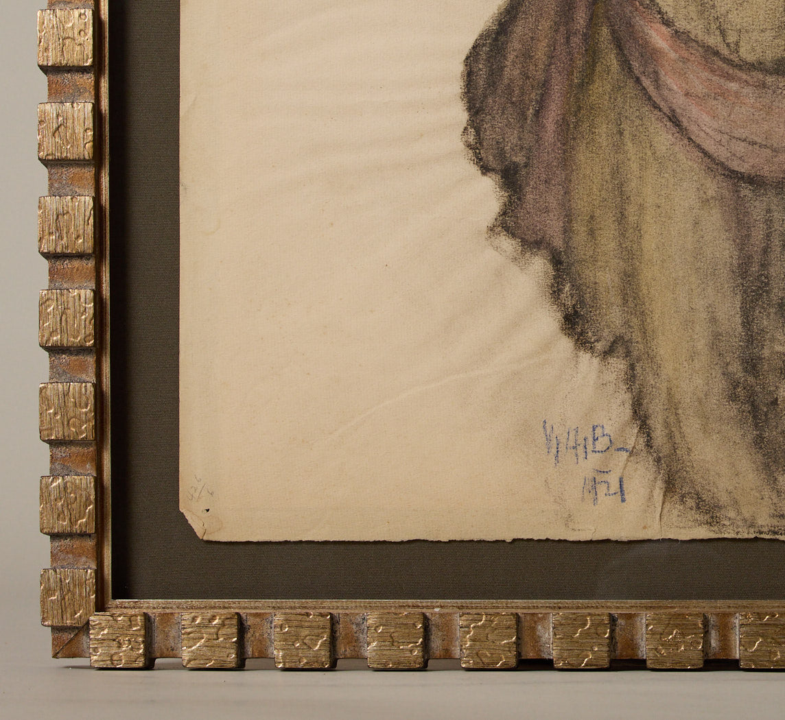 1920S AMERICAN FIGURE IN CHARCOAL, SIGNED