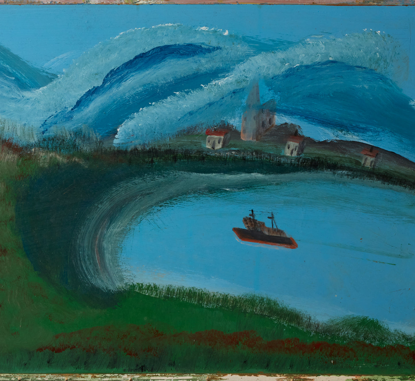 FOLK ART LANDSCAPE BY BRUNO DEL FAVERO (1910-1995)