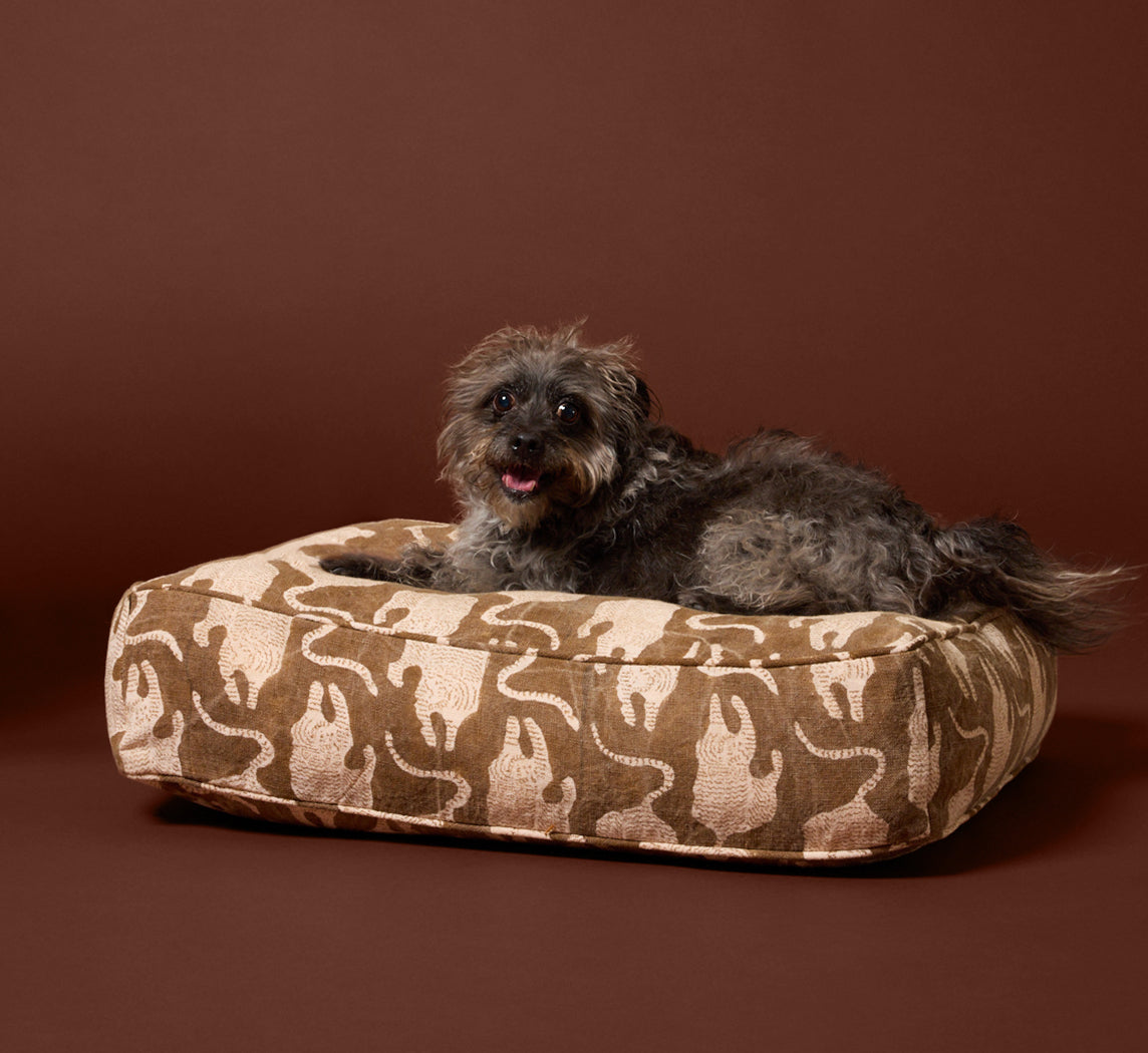 PIERCE & WARD DOG BED IN TIGER BLOCK PRINT (MULTIPLE SIZES)