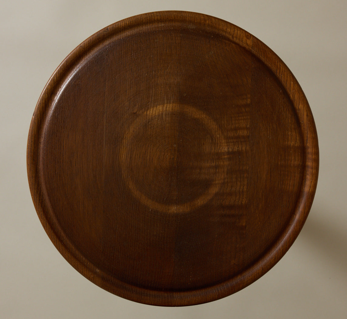 1940S SOLID OAK SIDE TABLE ATTRIBUTED TO CHARLES DUDOUYT
